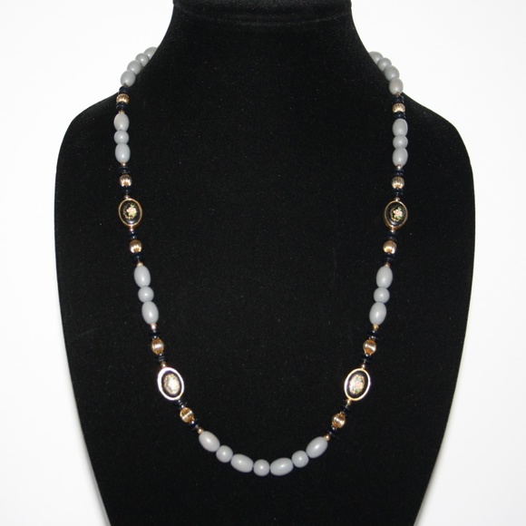 Vintage Jewelry - Beautiful gray gold and black cloisonne necklace Vintage Jewelry - Beautiful gray gold and black cloisonne necklace